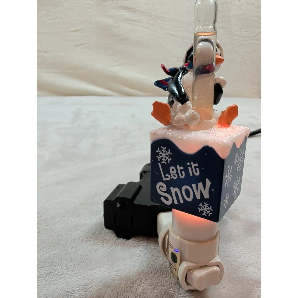 Glittering Holiday Night Light Penguin Bubble Light Let It Snow Christmas 141933